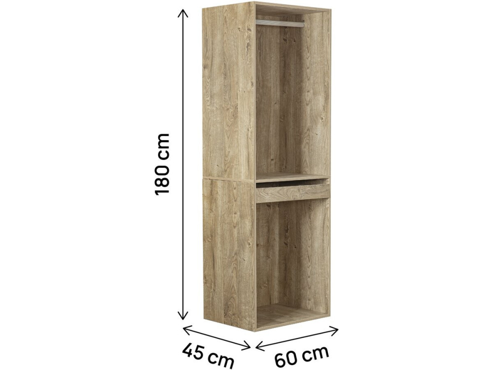 Armario "Opéra" con espacio para colgar y pantalonero - 60 x 45 x 180 cm - Beige