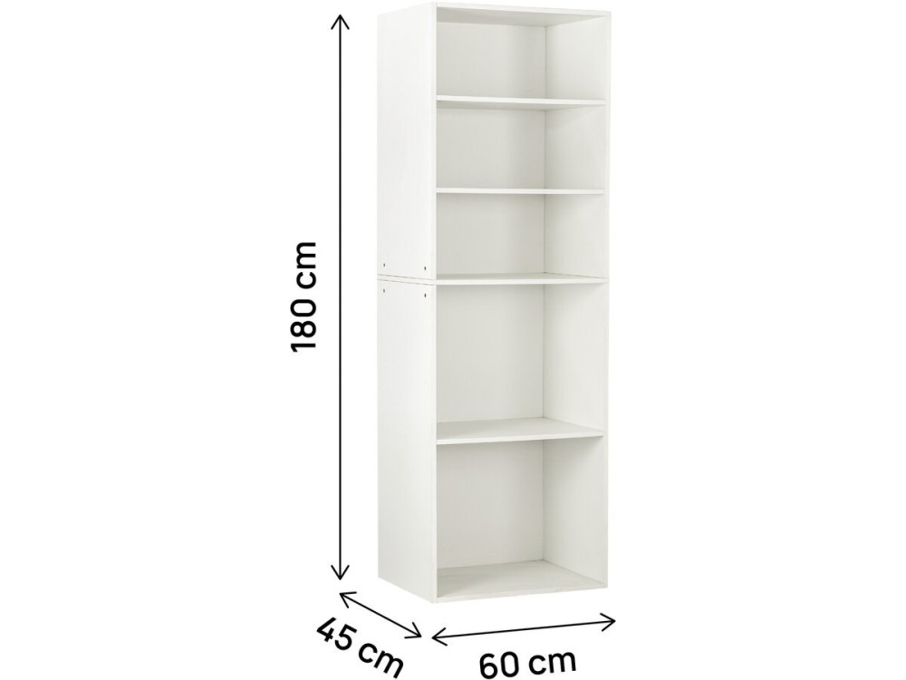 Armario "Opéra" con 5 estantes - 60 x 45 x 180 cm - Blanco