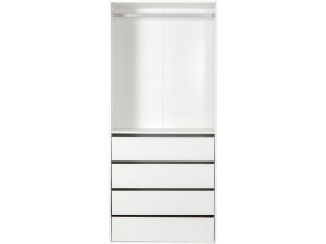 Armario "Opéra" con 4 cajones y 1 espacio para colgar - 80 x 45 x 180 cm - Blanco
