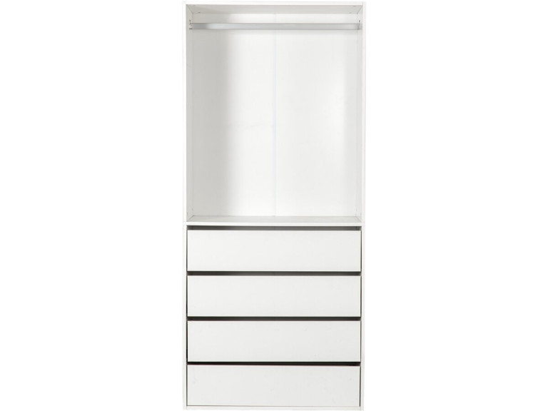 Armario "Opéra" con 4 cajones y 1 espacio para colgar - 80 x 45 x 180 cm - Blanco