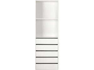 Armario "Opéra" con 5 cajones y 2 estantes - 60 x 45 x 180 cm - Blanco