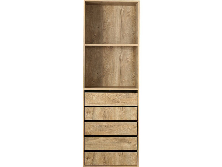 Armario "Opéra" con 5 cajones y 2 estantes - 60 x 45 x 180 cm - Beige