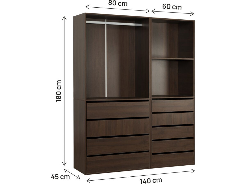 Conjunto vestidor modular "Opera" - 2 unidades - Marrón