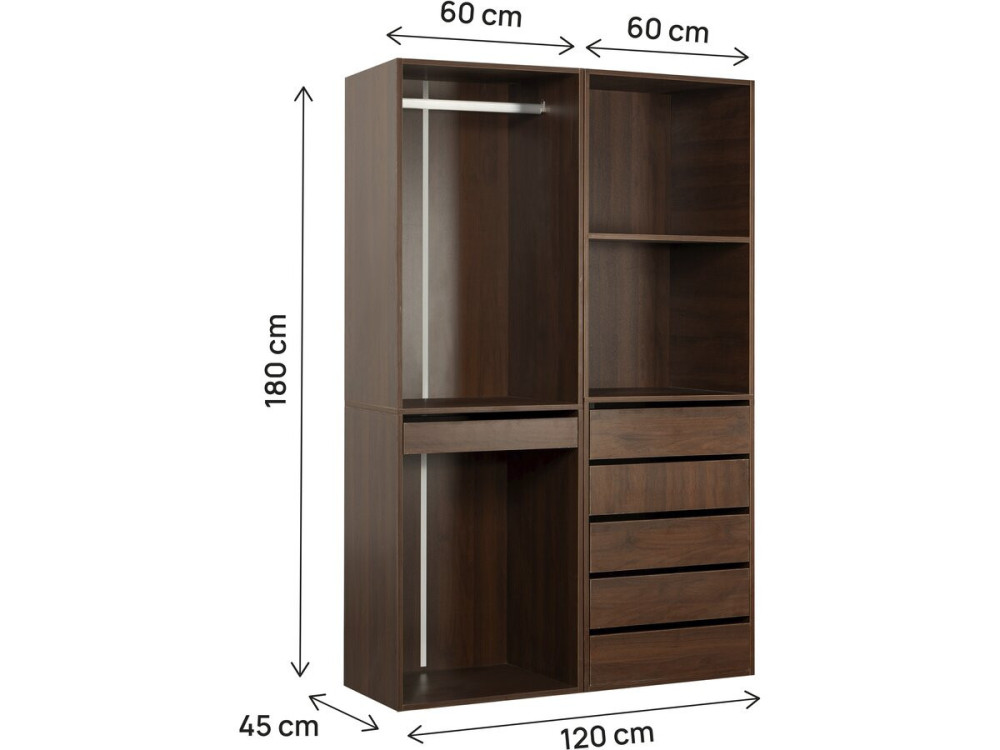 Conjunto vestidor modular "Opera" - 2 unidades - Marrón