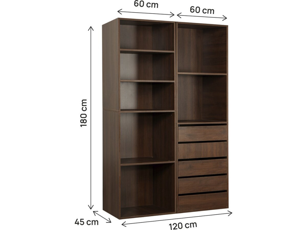 Conjunto vestidor modular "Opera" - 2 unidades - Marrón