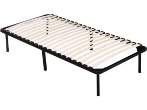 Somier de láminas + pies - 90 x 190 cm - 20 listones - Negro
