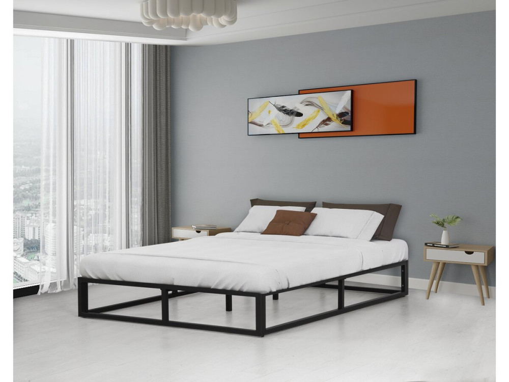 Somier de metal 140 x 190 cm - Negro