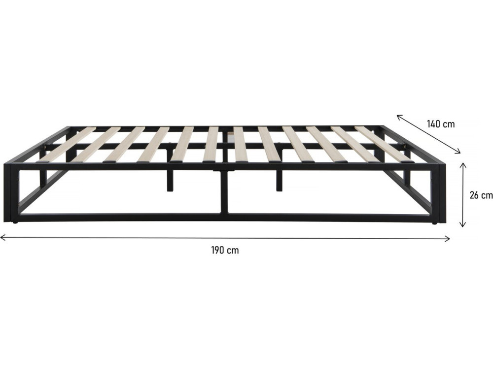 Somier de metal 140 x 190 cm - Negro