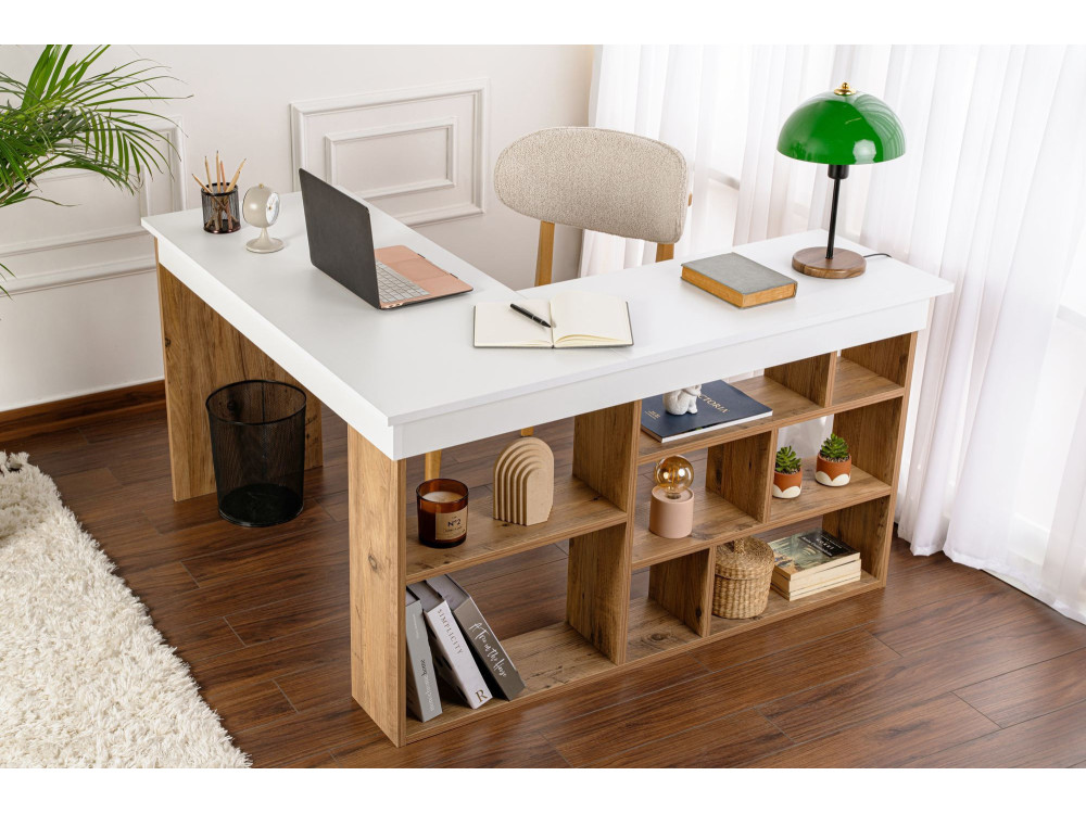Mesa de estudio de madera "Vesper" - 130 x 120 x 72 cm - pino blanco atlántico