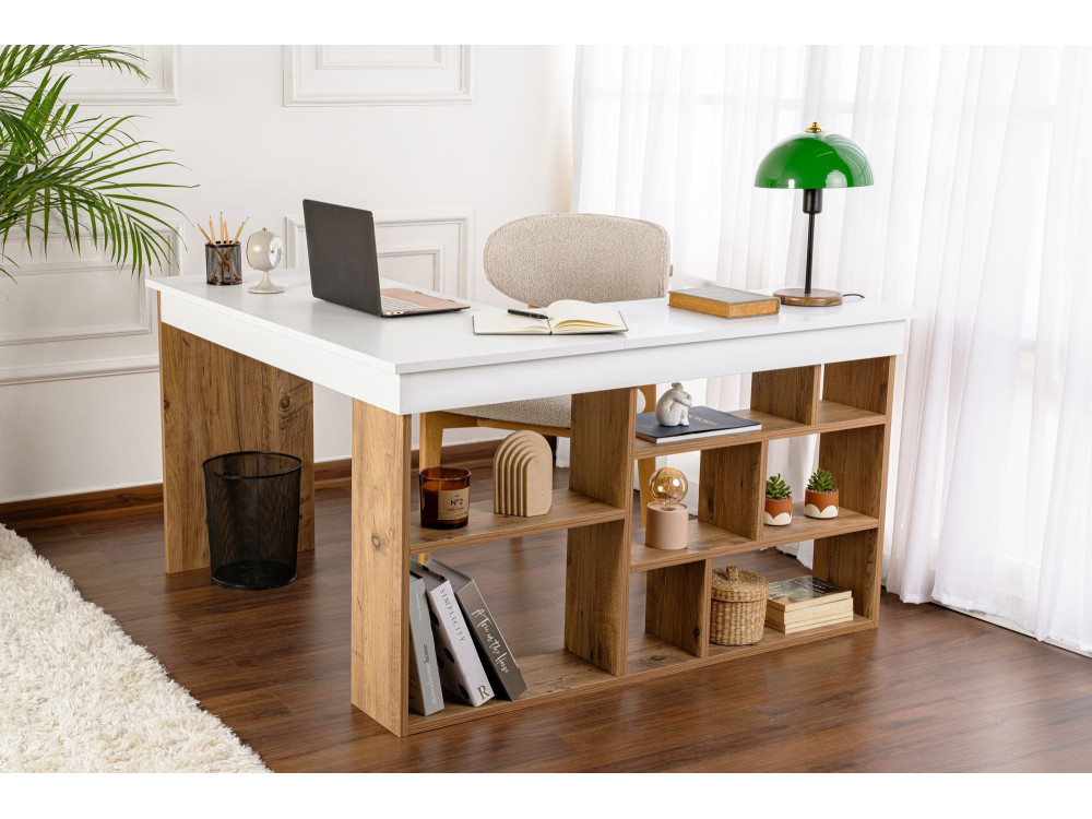 Mesa de estudio de madera "Vesper" - 130 x 120 x 72 cm - pino blanco atlántico