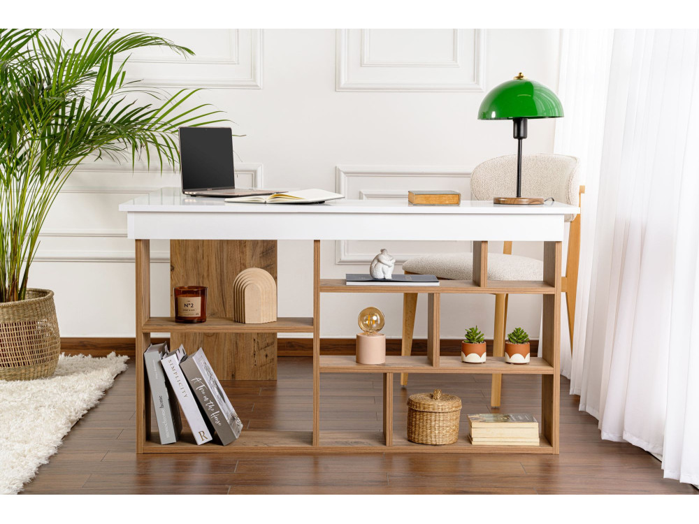 Mesa de estudio de madera "Vesper" - 130 x 120 x 72 cm - pino blanco atlántico