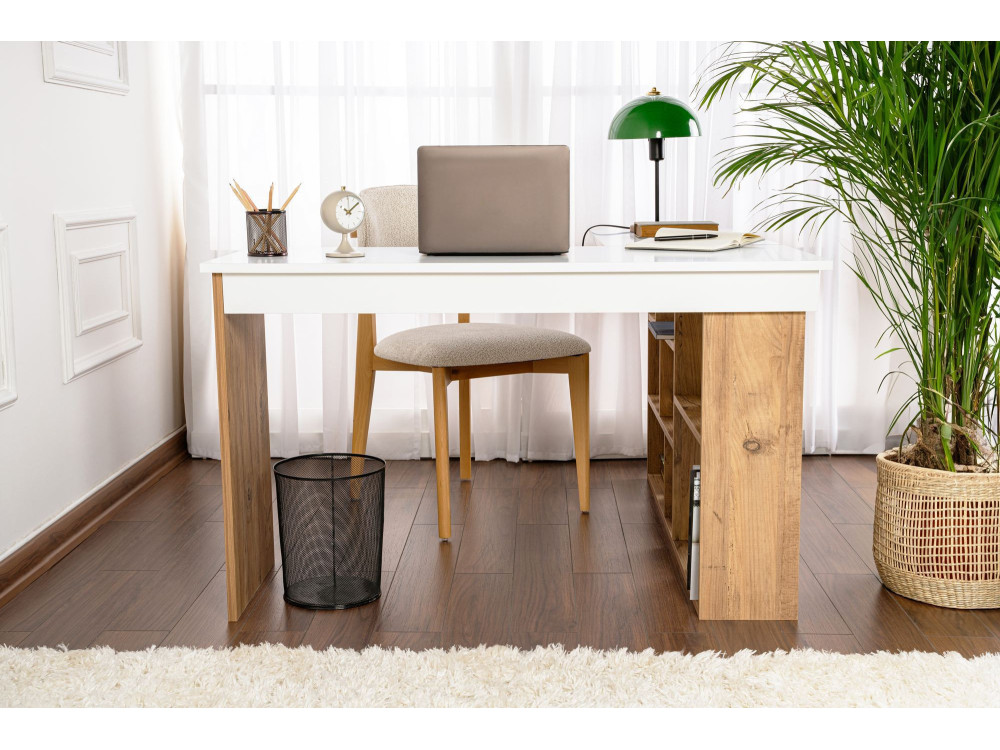 Mesa de estudio de madera "Vesper" - 130 x 120 x 72 cm - pino blanco atlántico