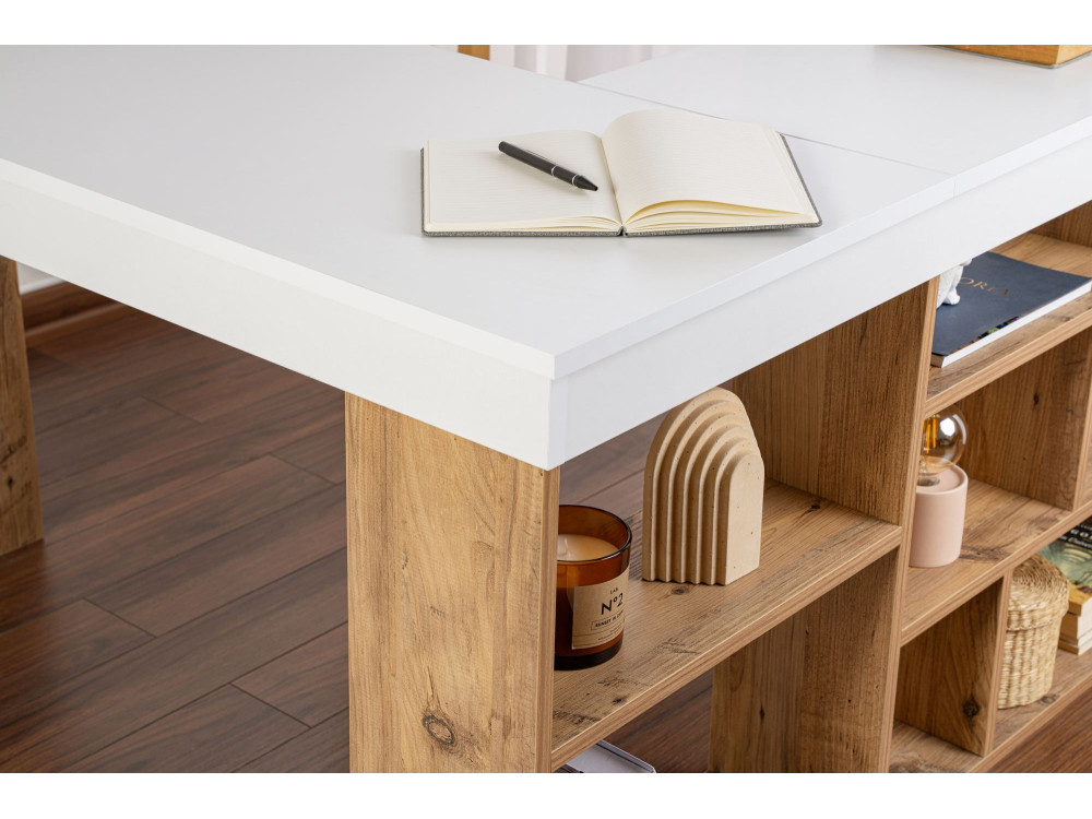 Mesa de estudio de madera "Vesper" - 130 x 120 x 72 cm - pino blanco atlántico