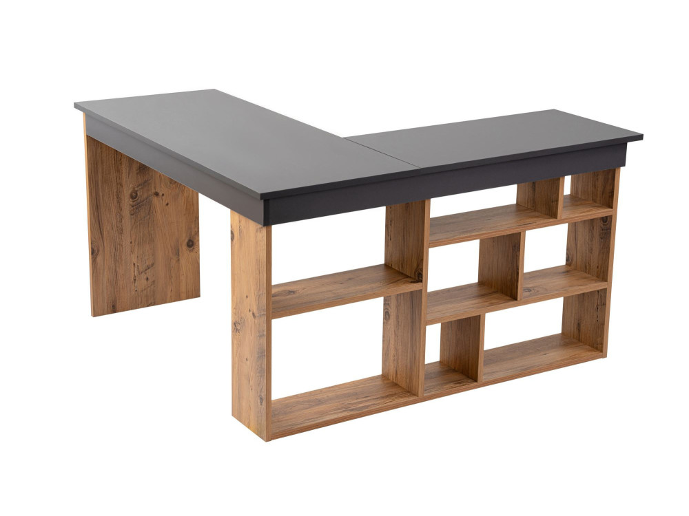 Mesa de estudio de madera "Vesper" - 130 x 120 x 72 cm - AntracitaPino atlántico