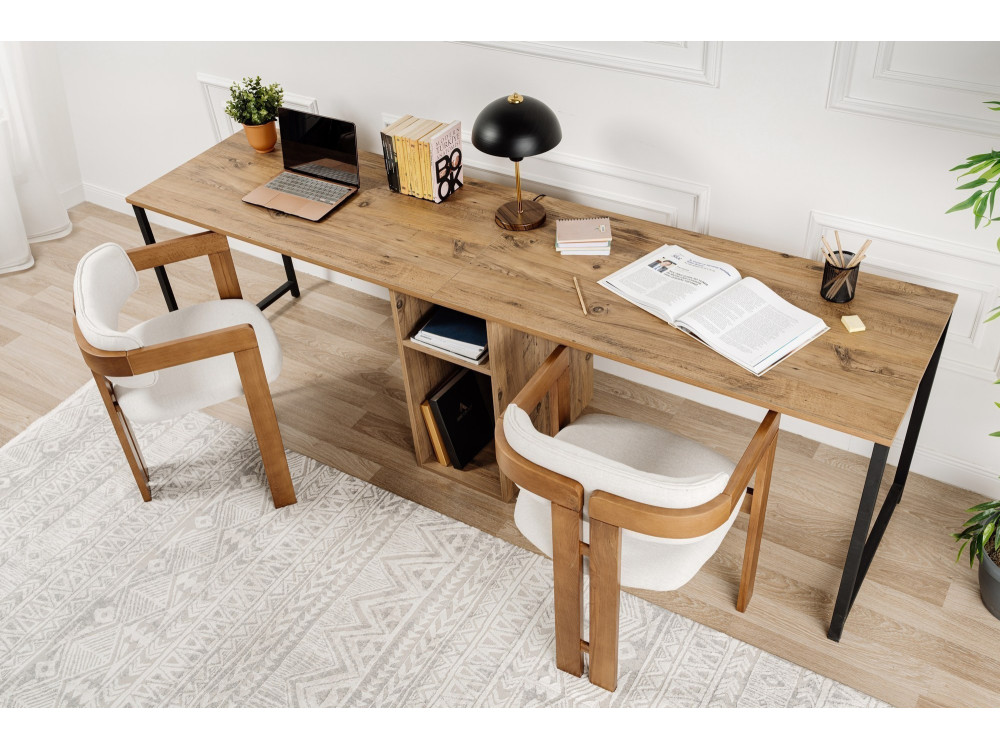 Mesa de Estudio Twin - 240 x 60 x 74 cm - Pino AtlánticoNegro