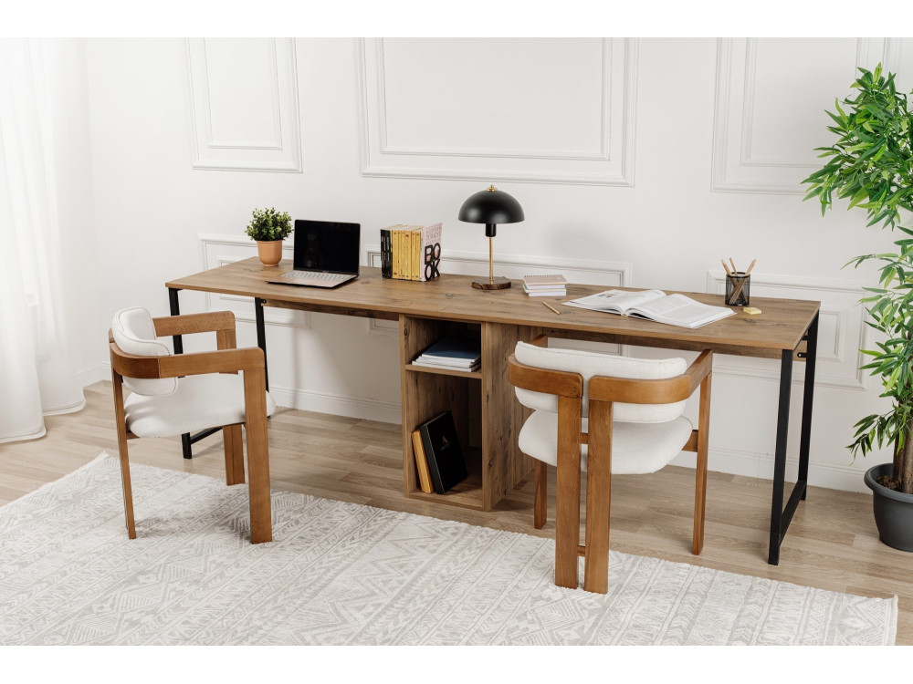 Mesa de Estudio Twin - 240 x 60 x 74 cm - Pino AtlánticoNegro