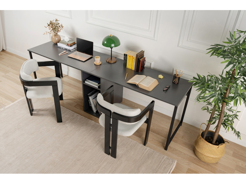 Mesa de estudio Twin - 240 x 60 x 74 cm - AntracitaNegro