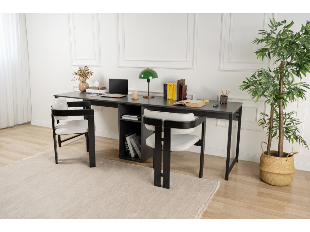 Mesa de estudio Twin - 240 x 60 x 74 cm - AntracitaNegro