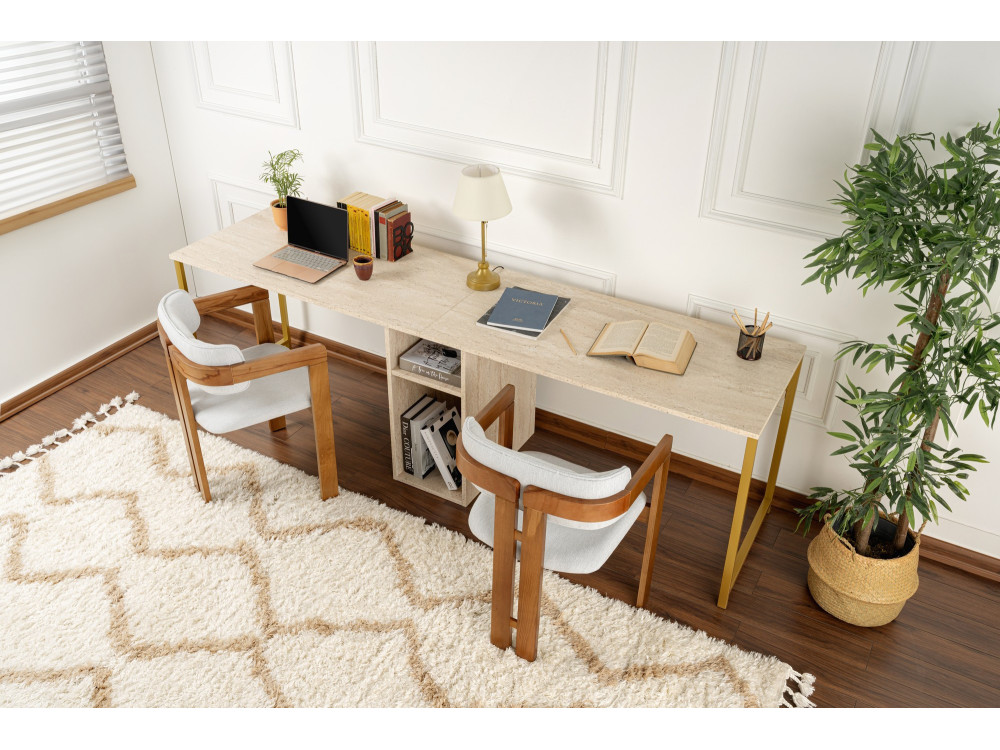 Mesa de estudio doble - 240 x 60 x 74 cm - TravertinOr