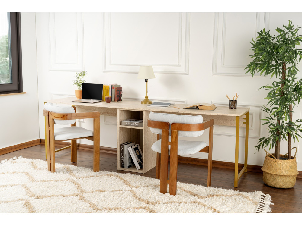 Mesa de estudio doble - 240 x 60 x 74 cm - TravertinOr