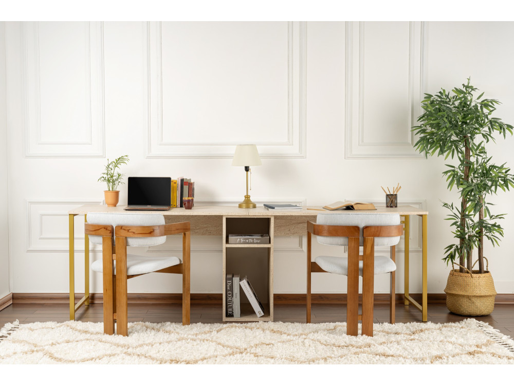 Mesa de estudio doble - 240 x 60 x 74 cm - TravertinOr