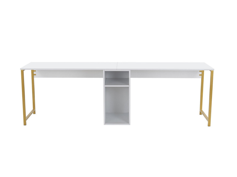 Mesa de estudio gemela - 240 x 60 x 74 cm - Oro blanco