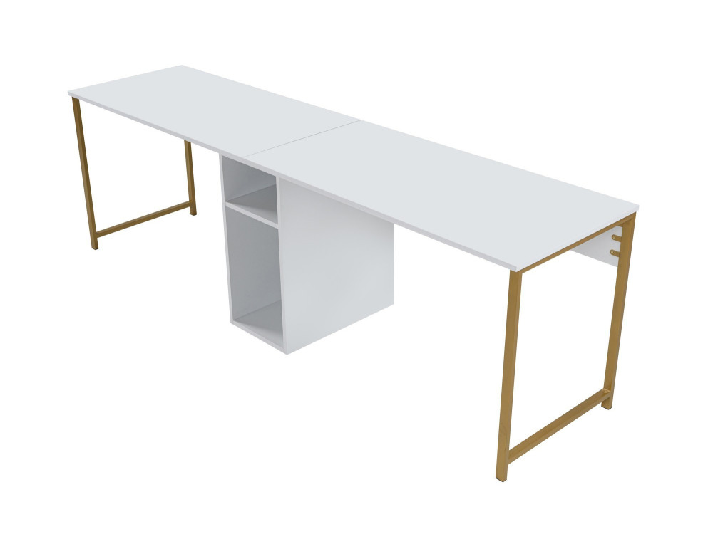 Mesa de estudio gemela - 240 x 60 x 74 cm - Oro blanco