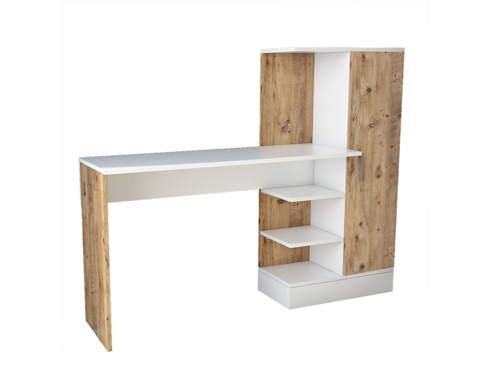 Escritorio de madera "CT2" - 152 x 40 x 120 cm - Pino Atlántico Blanco