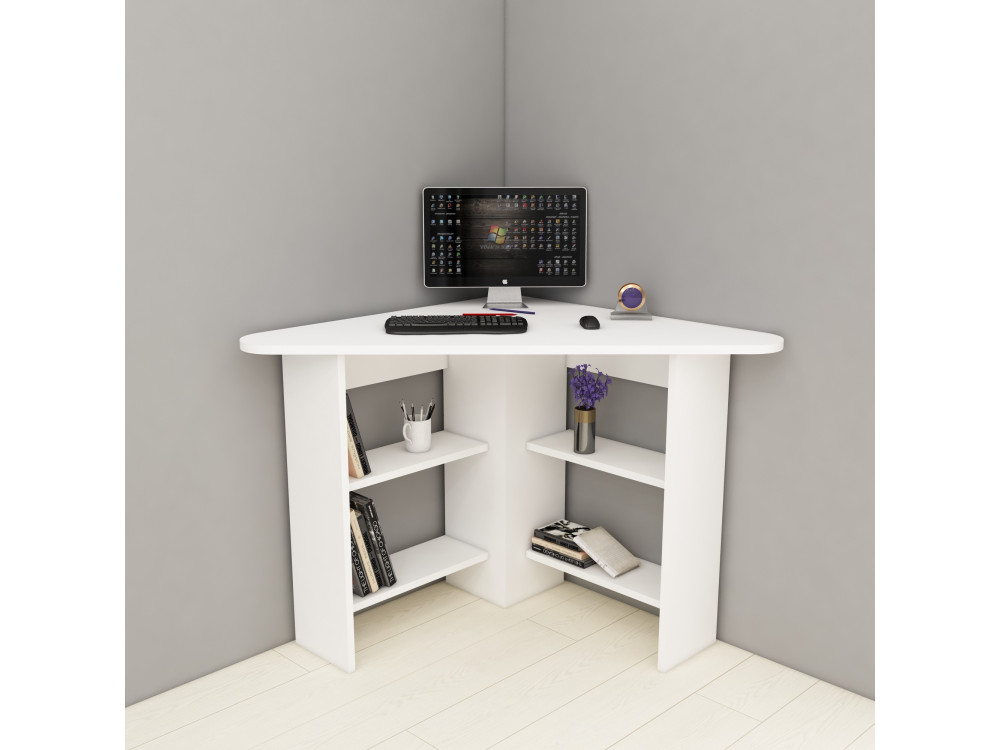 Escritorio "esquinero" de madera - 80 x 80 x 73 cm - Blanco