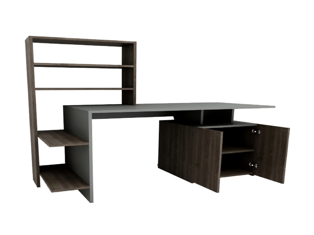 Escritorio de madera "Melis" - 146 x 60 x 128 cm - Nogal Antracita