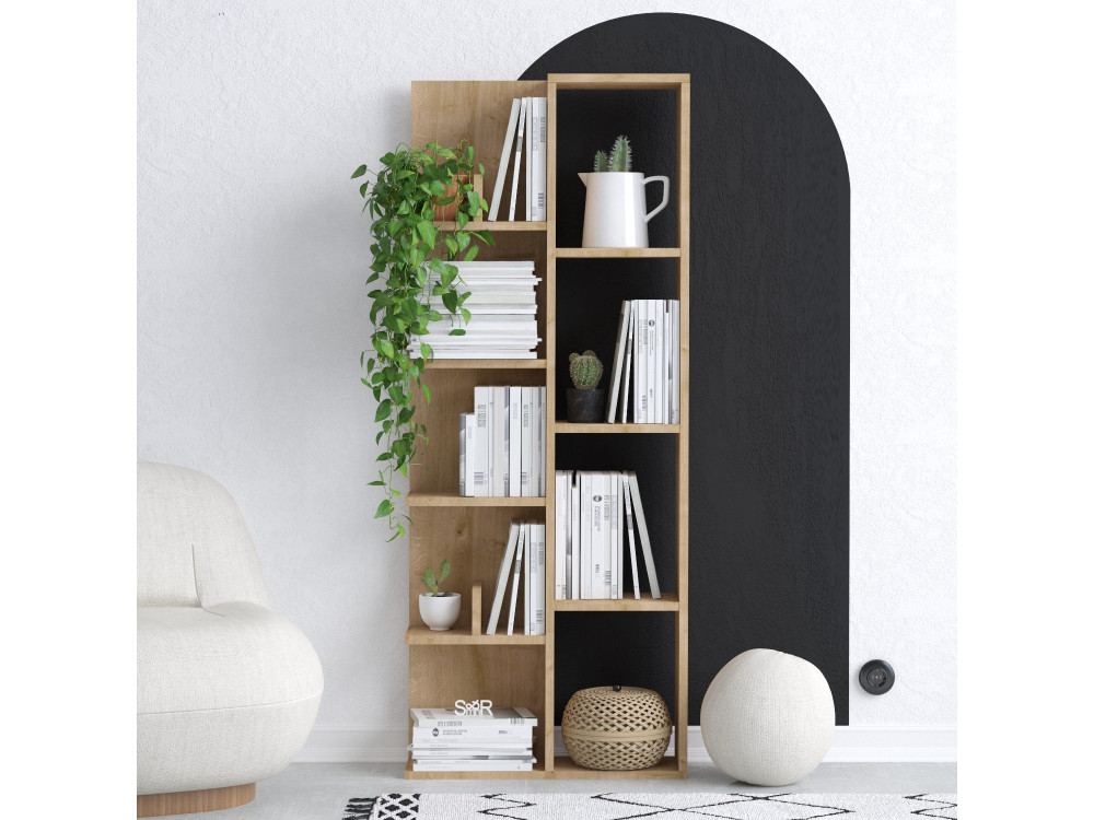 Librería de madera "Lily" - 60 x 18 x 150 cm - Roble