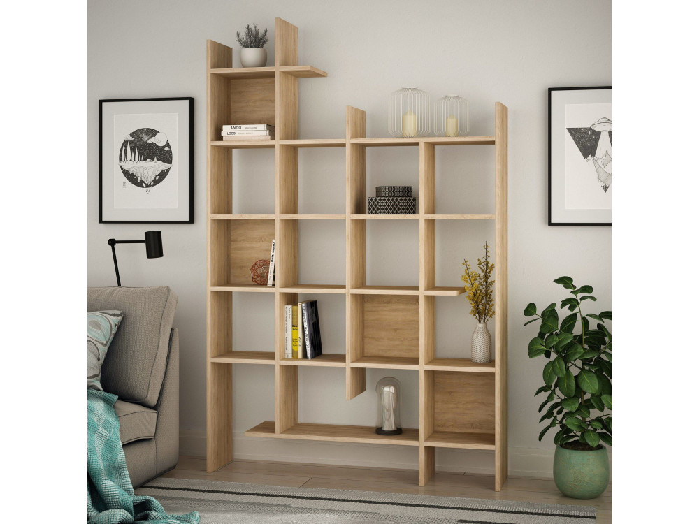 Librería de madera "Manco" - 122 x 25 x 188 cm - Roble