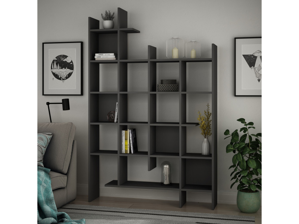 Librería de madera "Manco" - 122 x 25 x 188 cm - Antracita