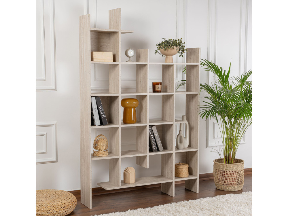 Librería de madera "Manco" - 122 x 25 x 188 cm - Travertino