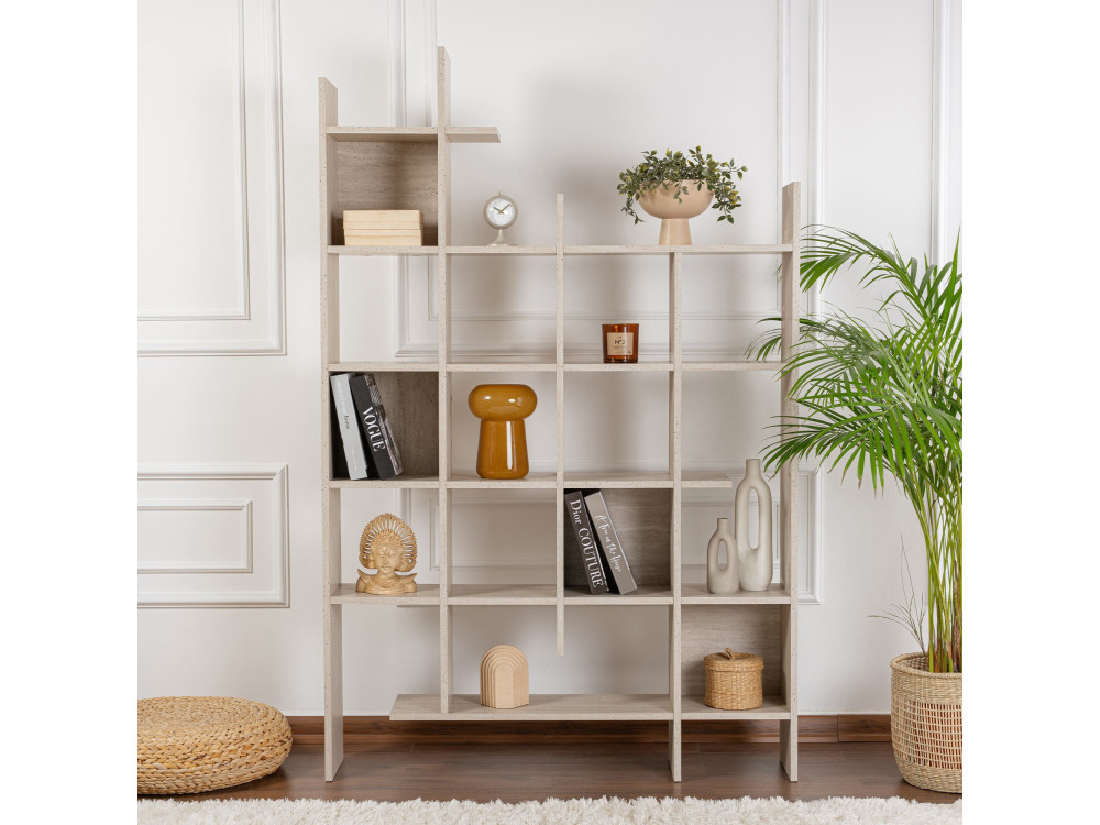 Librería de madera "Manco" - 122 x 25 x 188 cm - Travertino