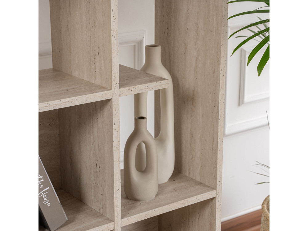 Librería de madera "Manco" - 122 x 25 x 188 cm - Travertino