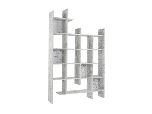 Librería de madera "Manco" - 122 x 25 x 188 cm - Blanco jaspeado