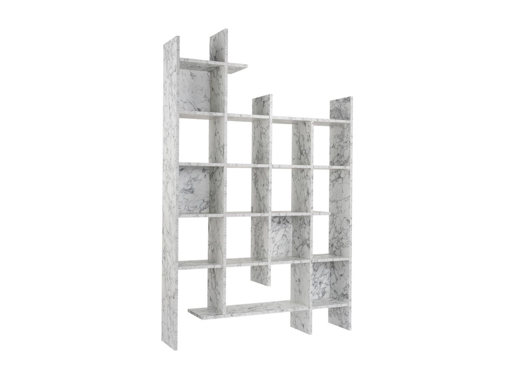 Librería de madera "Manco" - 122 x 25 x 188 cm - Blanco jaspeado