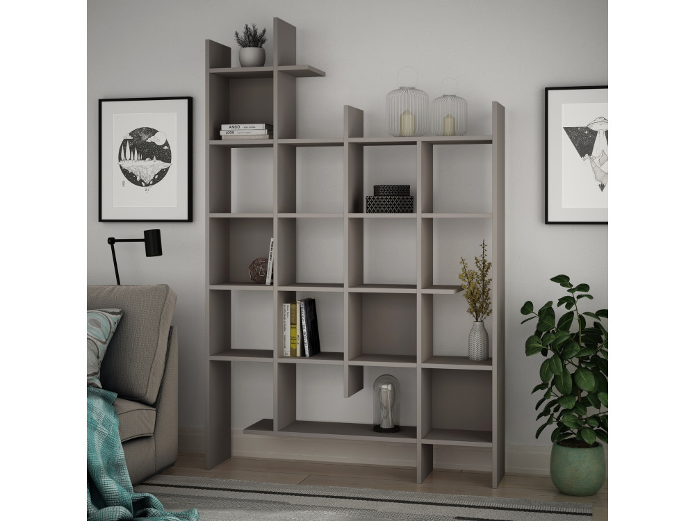 Librería de madera "Manco" - 122 x 25 x 188 cm - Marrón moca claro