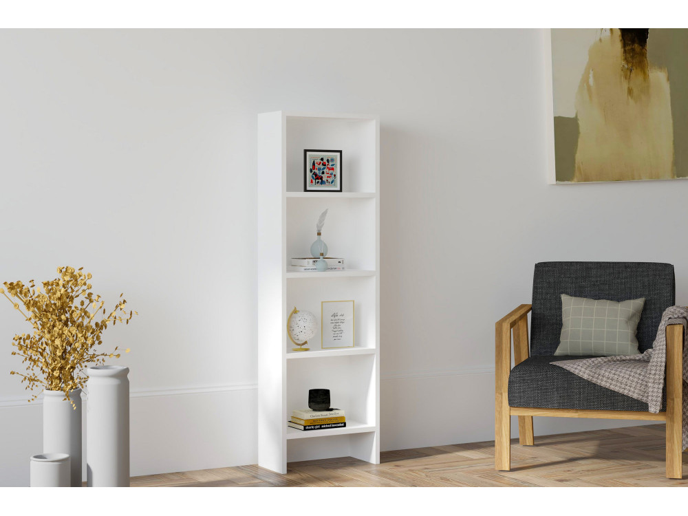 Librería de madera "Barkin" - 40 x 19 x 150 cm - Blanco
