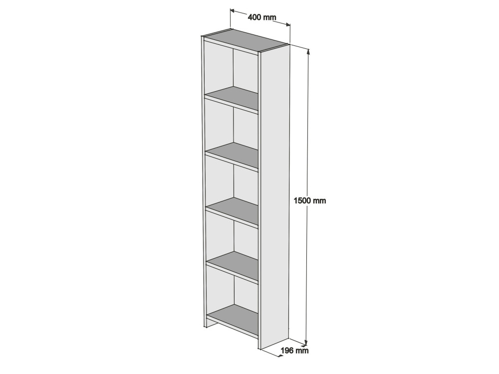 Librería de madera "Barkin" - 40 x 19 x 150 cm - Blanco