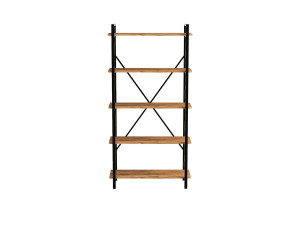 Librería de madera "Nero" - 90 x 33 x 180 cm - Pino AtlánticoNegro