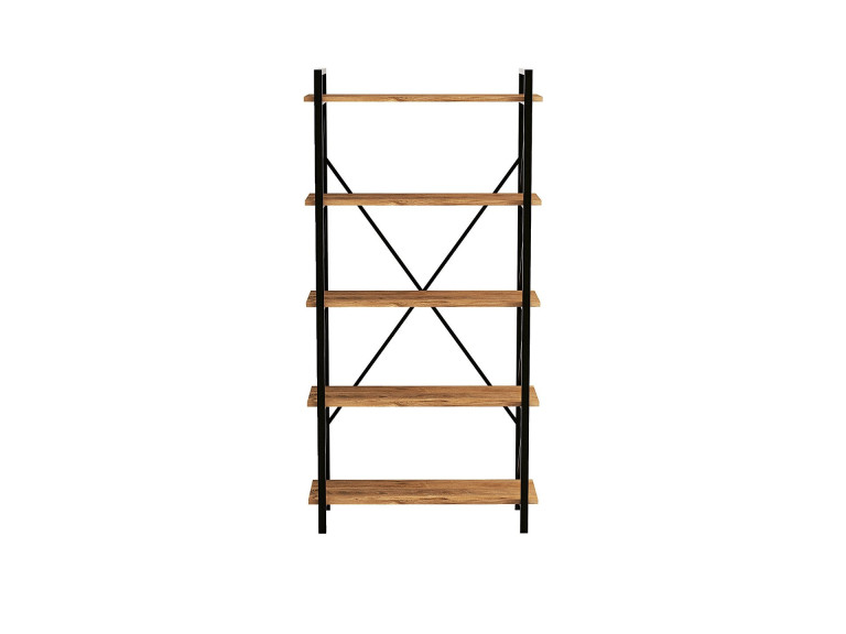 Librería de madera "Nero" - 90 x 33 x 180 cm - Pino AtlánticoNegro
