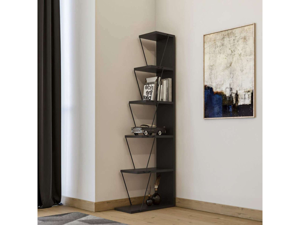 Librería de madera "Melinos" - 50 x 22 x 150 cm - Gris antracita