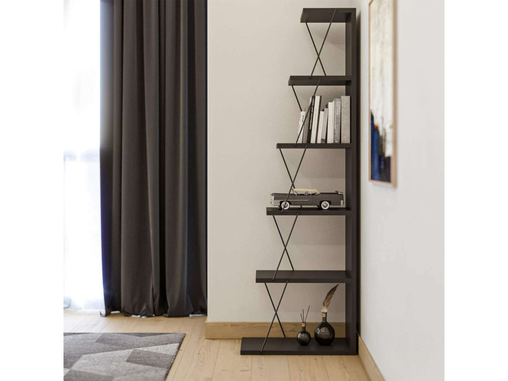Librería de madera "Melinos" - 50 x 22 x 150 cm - Gris antracita
