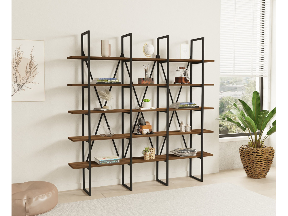 Librería de madera "Beylerbeyi" - 160 x 26 x 160 cm - NogalNegro