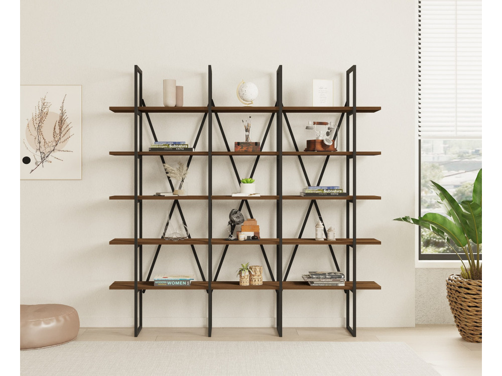 Librería de madera "Beylerbeyi" - 160 x 26 x 160 cm - NogalNegro