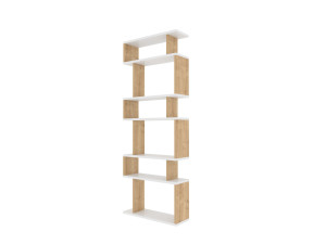 Librería de madera "Bates" - 60 x 19 x 160 cm - Roble blanco