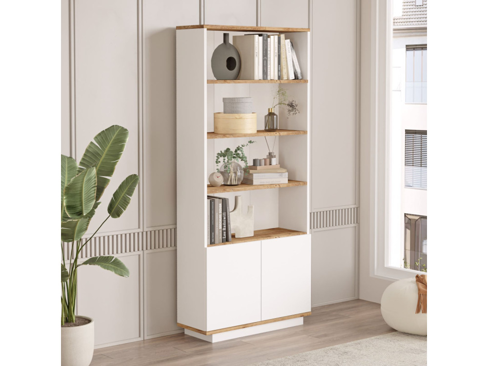 Librería de madera "FR16" - 75 x 26 x 168 cm - Pino atlánticoBlanco