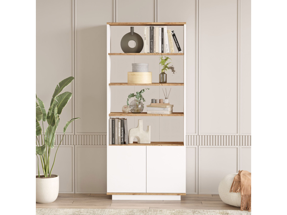 Librería de madera "FR16" - 75 x 26 x 168 cm - Pino atlánticoBlanco